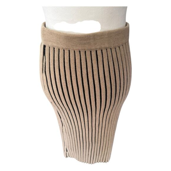 Victoria Victoria Beckham Ribbed Knit Wool Midi Skirt Size 4 Beige - Picture 5 of 10